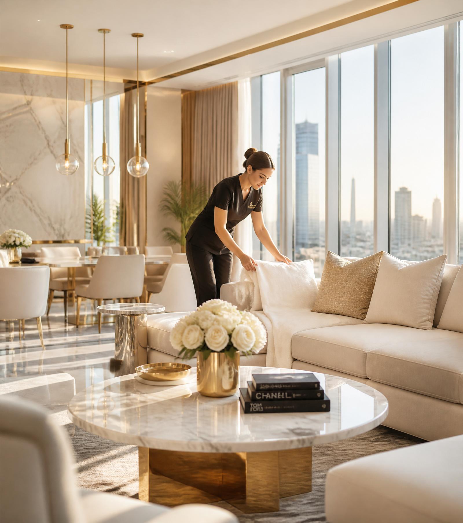 Luxury Airbnb living room professionally cleaned